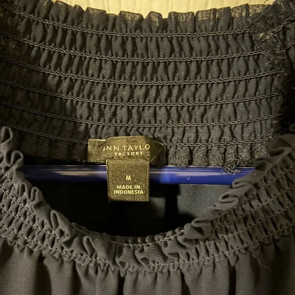 Ann Taylor Navy Sheer Blouse - Picture 7 of 10